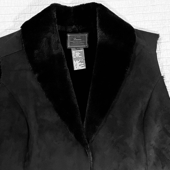 Lauren Ralph Lauren Vest Faux Suede Fur Black Women’s 2X Minimalist Luxury - Picture 4 of 14